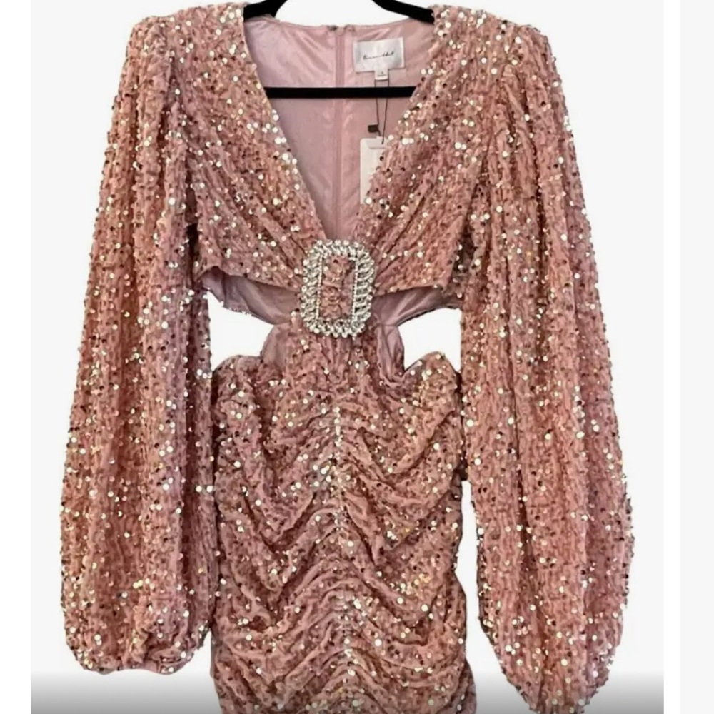 Line And Dot mini sequined dress pink rose gold Size Small - Picture 3 of 11